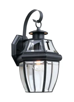 Curved Beveled Glass Black 1 Light Outdoo