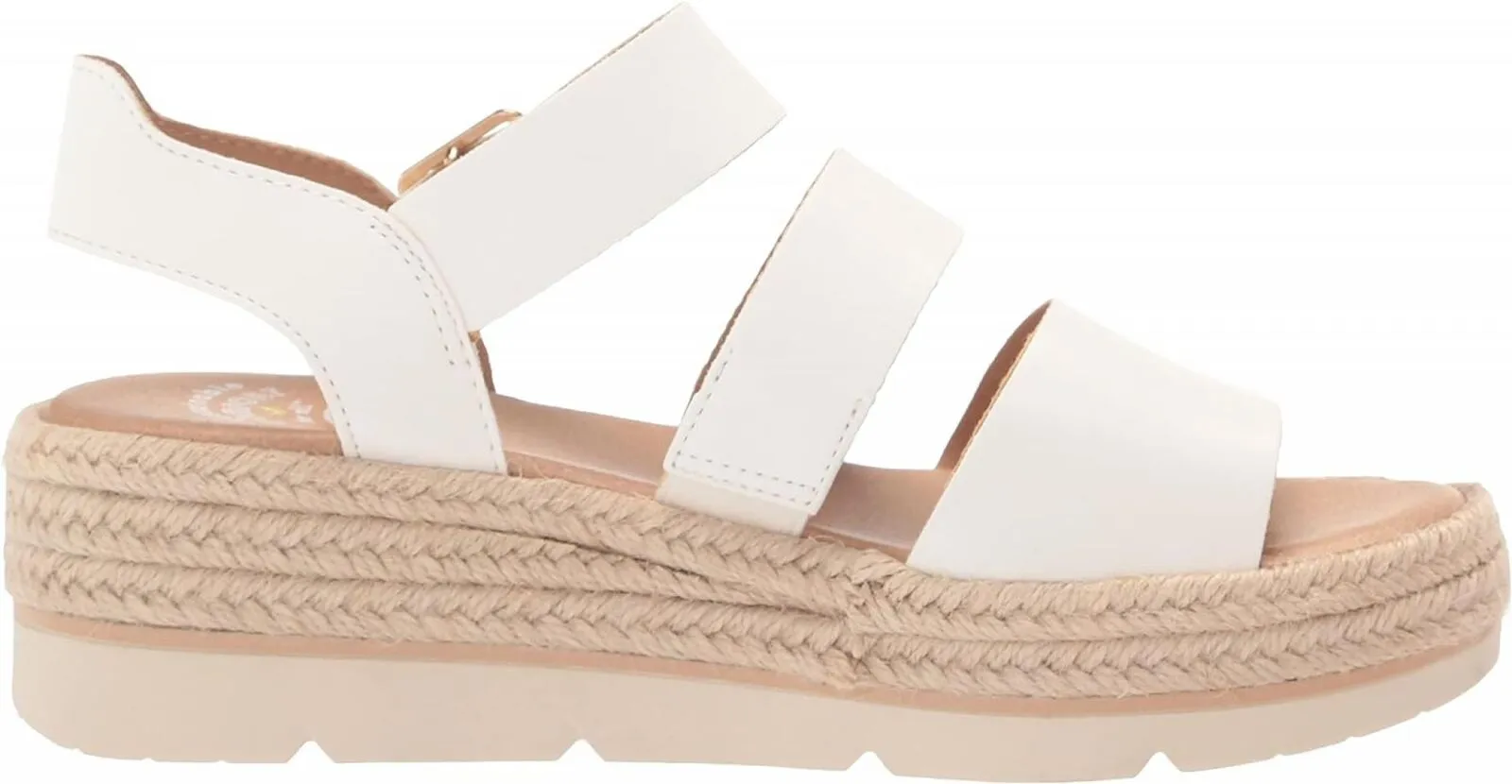 Dr. Scholl's Shoes Once Twice Espadrille Platform Wedge Sandal White Smooth 6M