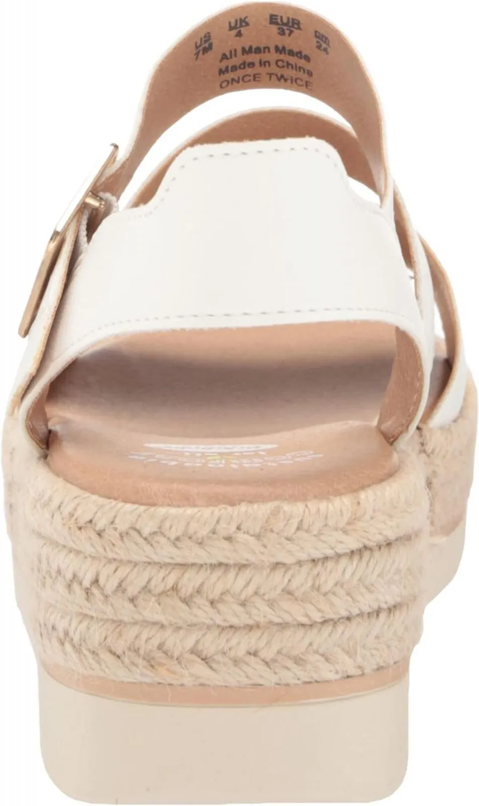 Dr. Scholl's Shoes Once Twice Espadrille Platform Wedge Sandal White Smooth 6M