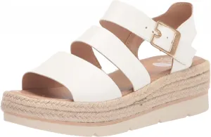 Dr. Scholl's Shoes Once Twice Espadrille Platform Wedge Sandal White Smooth 6M