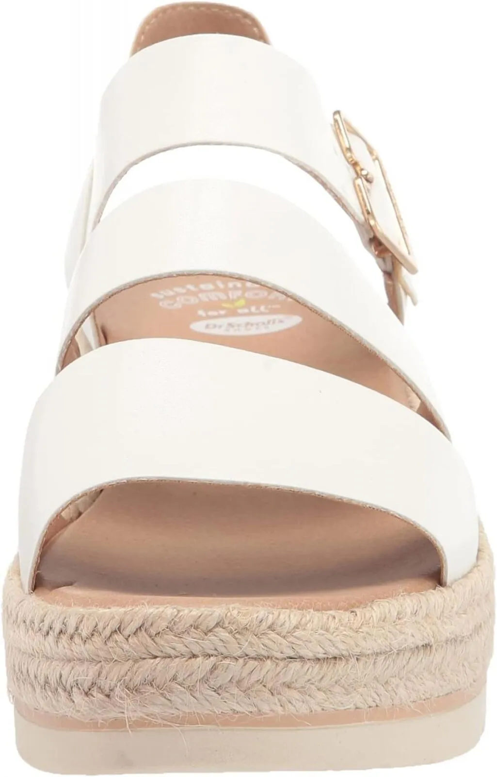 Dr. Scholl's Shoes Once Twice Espadrille Platform Wedge Sandal White Smooth 6M