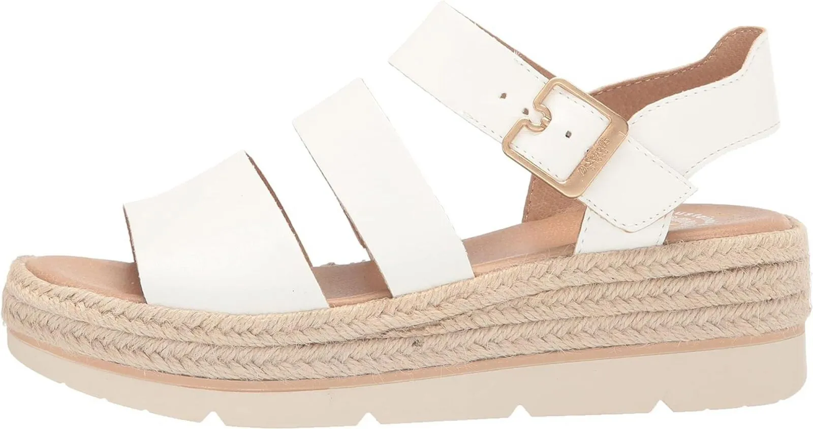 Dr. Scholl's Shoes Once Twice Espadrille Platform Wedge Sandal White Smooth 6M