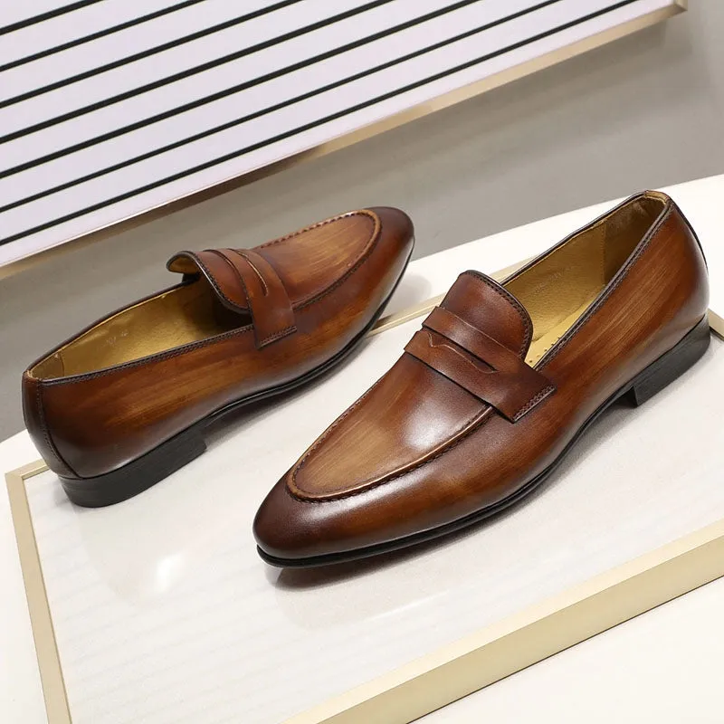 Elegant Penny Loafers Leather Men Shoes