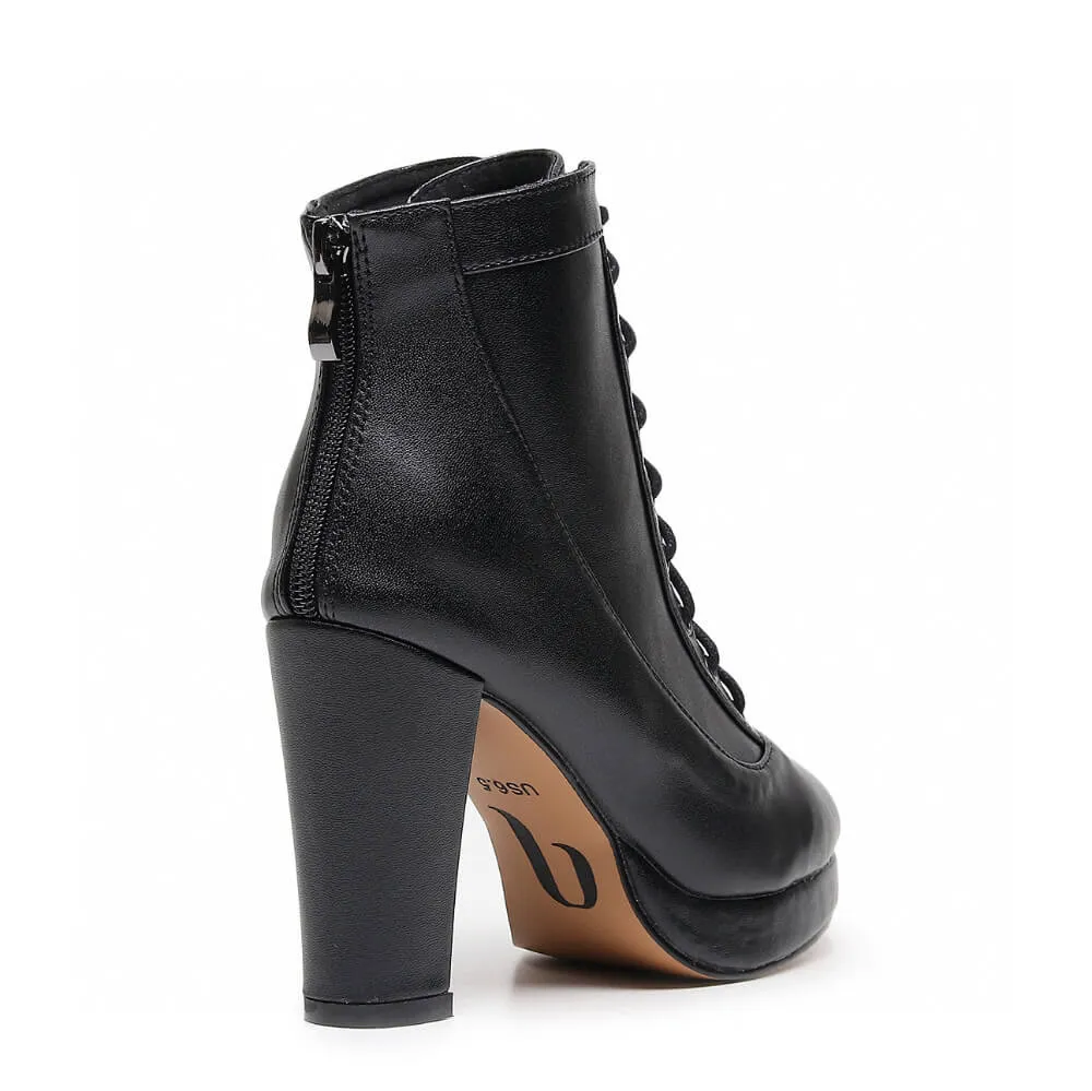 Elliray - Black Vegan Leather - Suede Sole