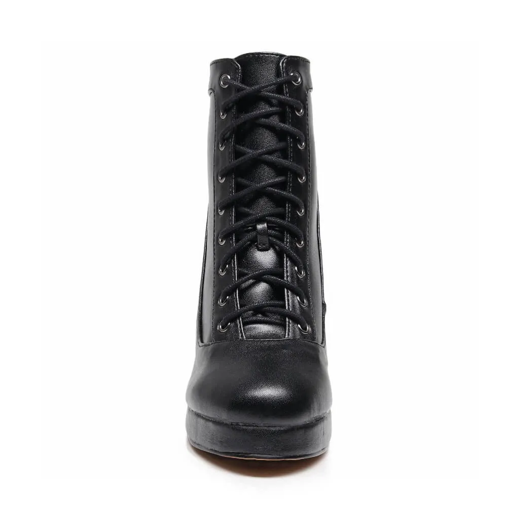 Elliray - Black Vegan Leather - Suede Sole