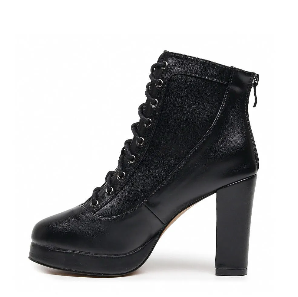 Elliray - Black Vegan Leather - Suede Sole