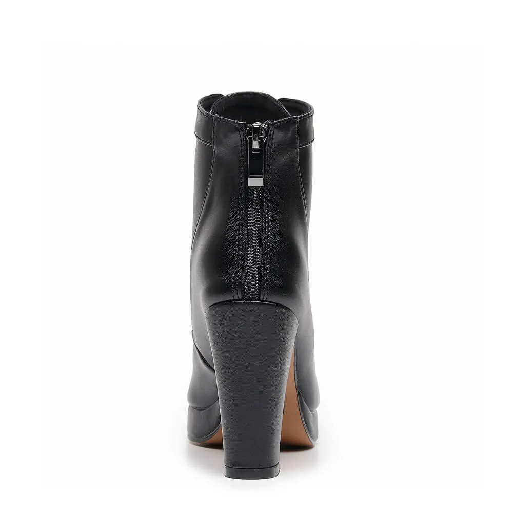 Elliray - Black Vegan Leather - Suede Sole