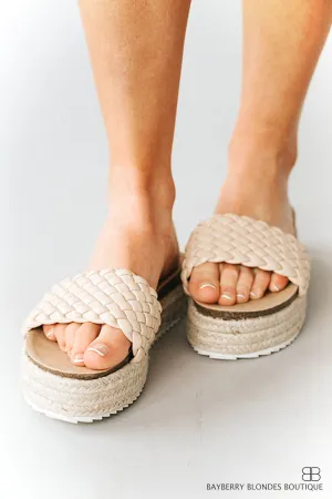 Espadrille Woven Wedge -Light Beige