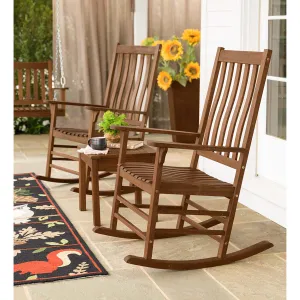 Evergreen Deck & Patio Decor,Slatted Wood Rocker,33.1x26.5x44.1 Inches