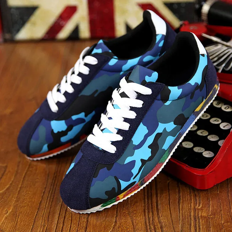 Fashion Graffiti Printed Men Suede Sneakers Red Running Shoes