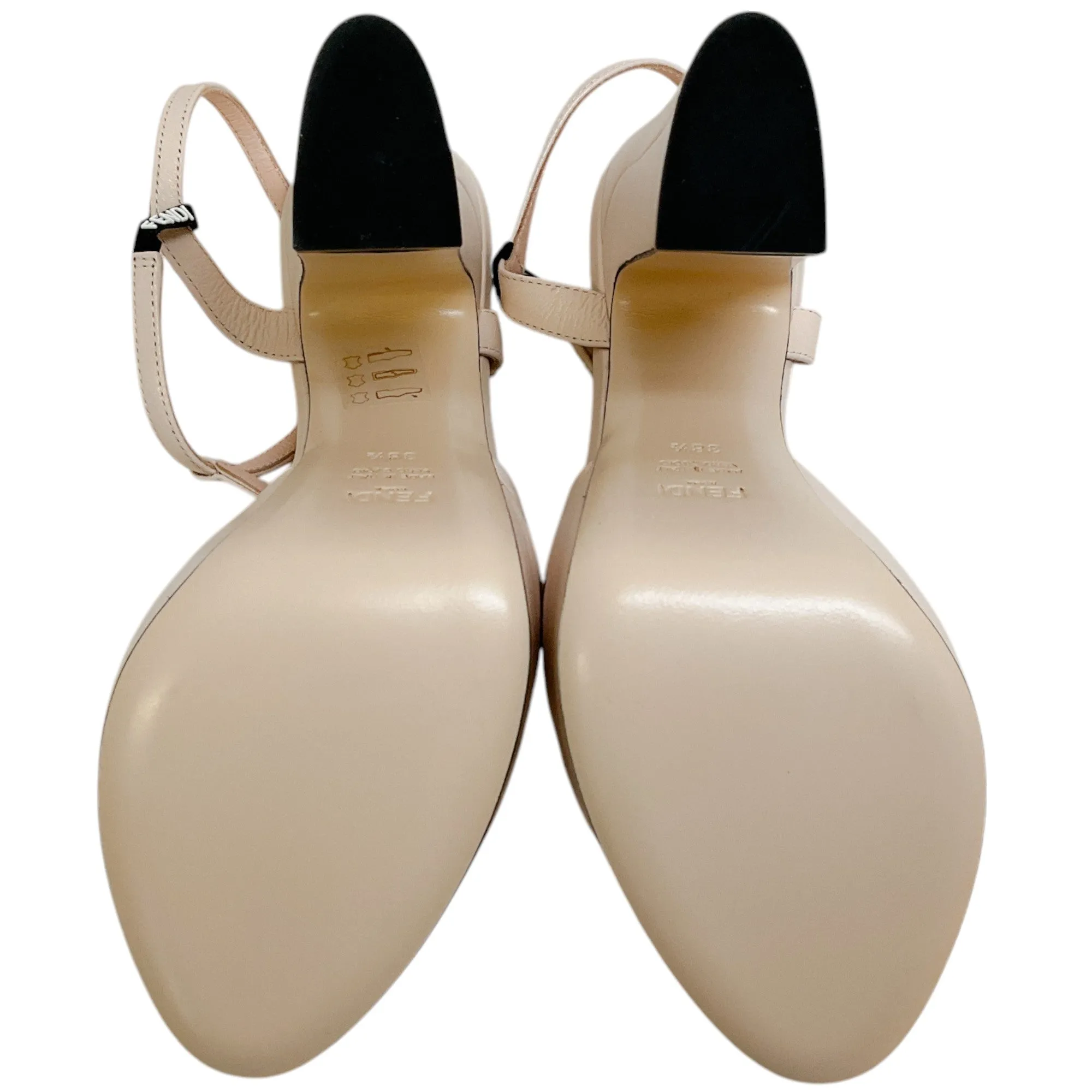 Fendi Pale Pink Leather T-Strap Platform Sandals