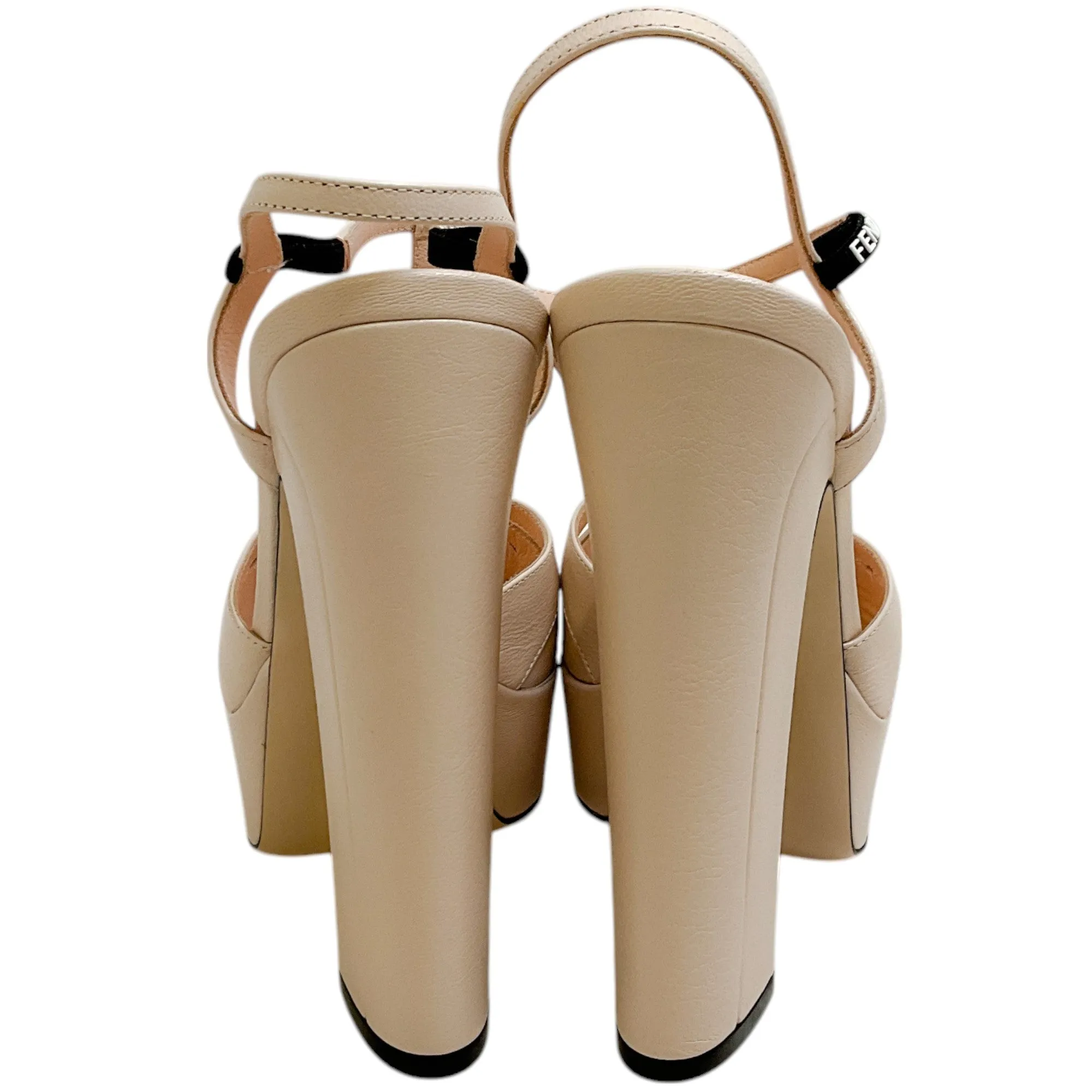 Fendi Pale Pink Leather T-Strap Platform Sandals