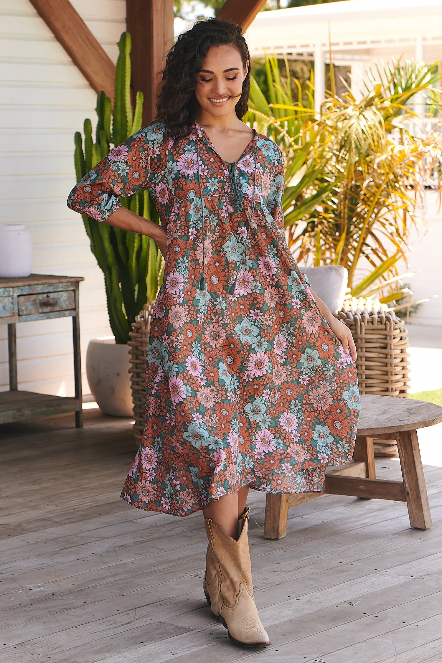 Garden of Dreams Print Penny Midi Dress