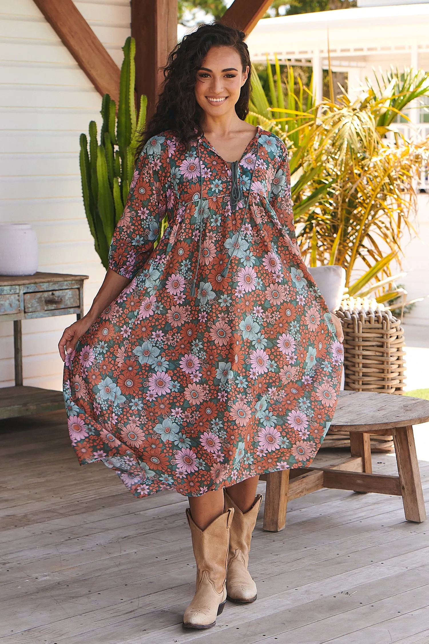 Garden of Dreams Print Penny Midi Dress