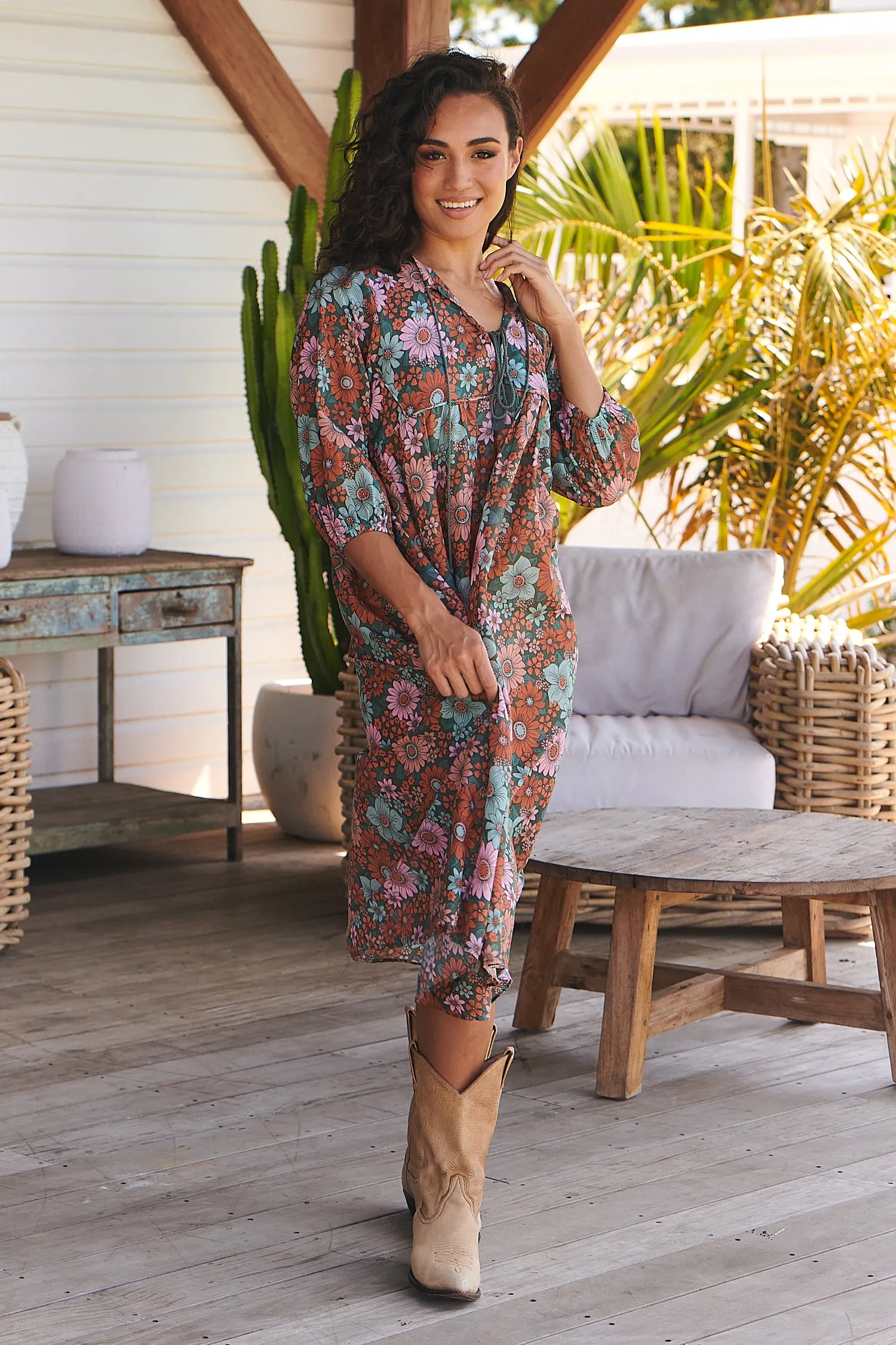 Garden of Dreams Print Penny Midi Dress