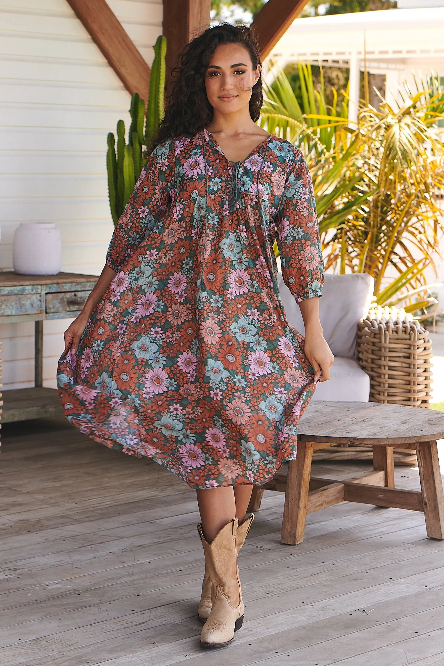 Garden of Dreams Print Penny Midi Dress
