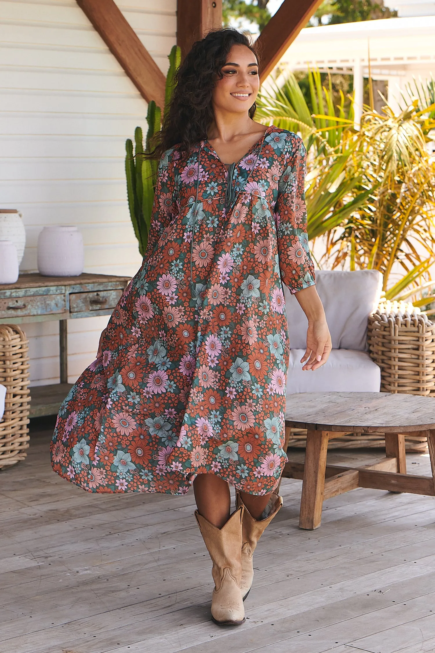 Garden of Dreams Print Penny Midi Dress