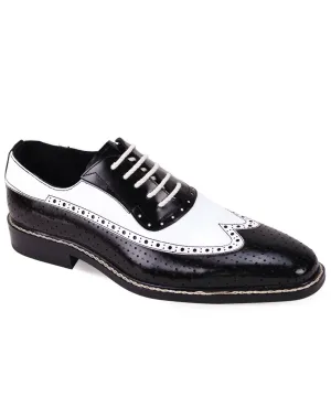 Giovanni Rio Wingtip Lace Up Dress Shoes - Black/White