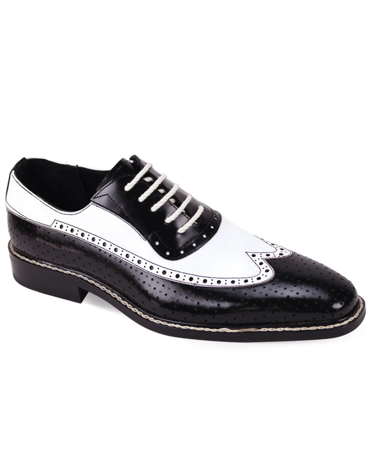 Giovanni Rio Wingtip Lace Up Dress Shoes - Black/White