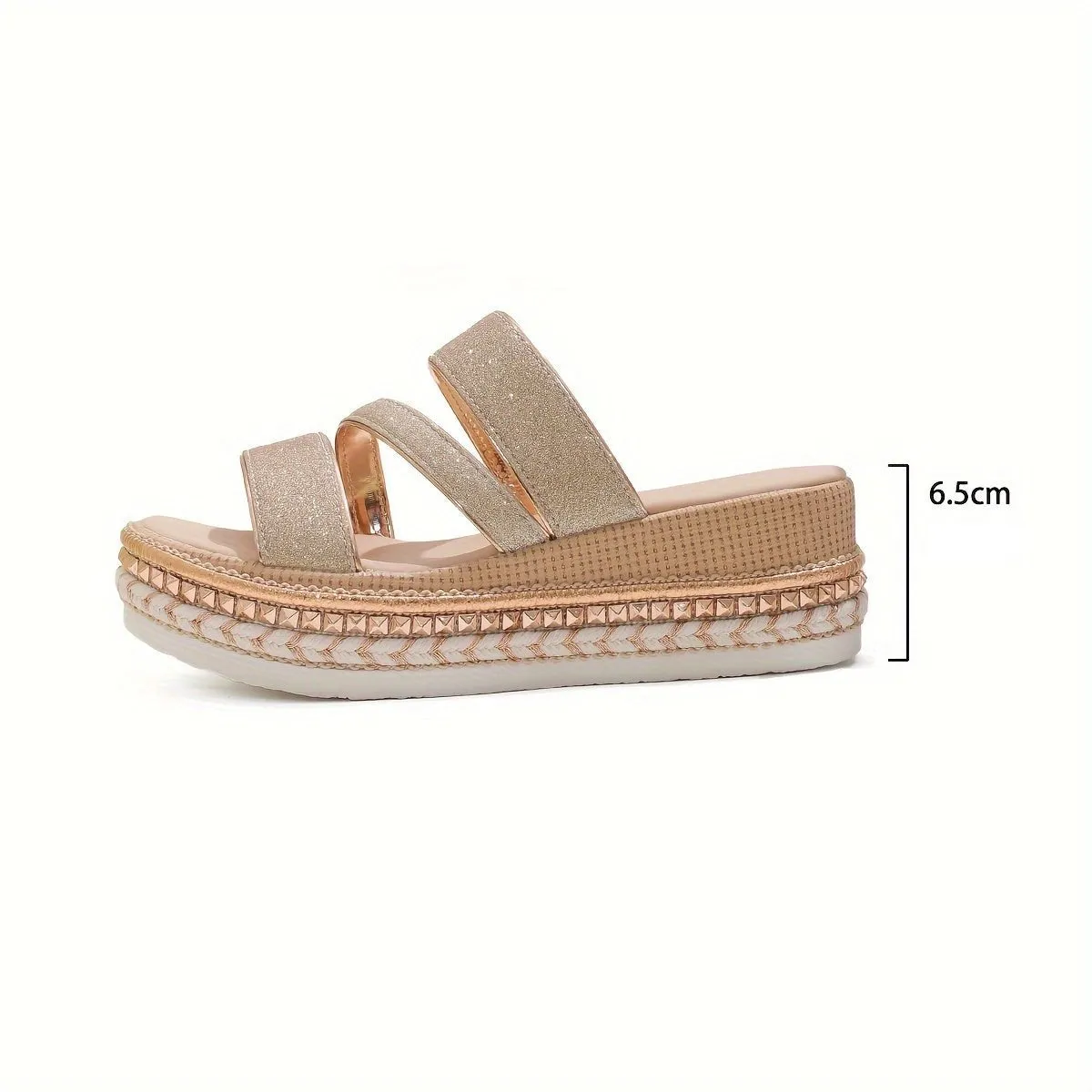 Glitter Strap Platform Sandals with Espadrille Sole