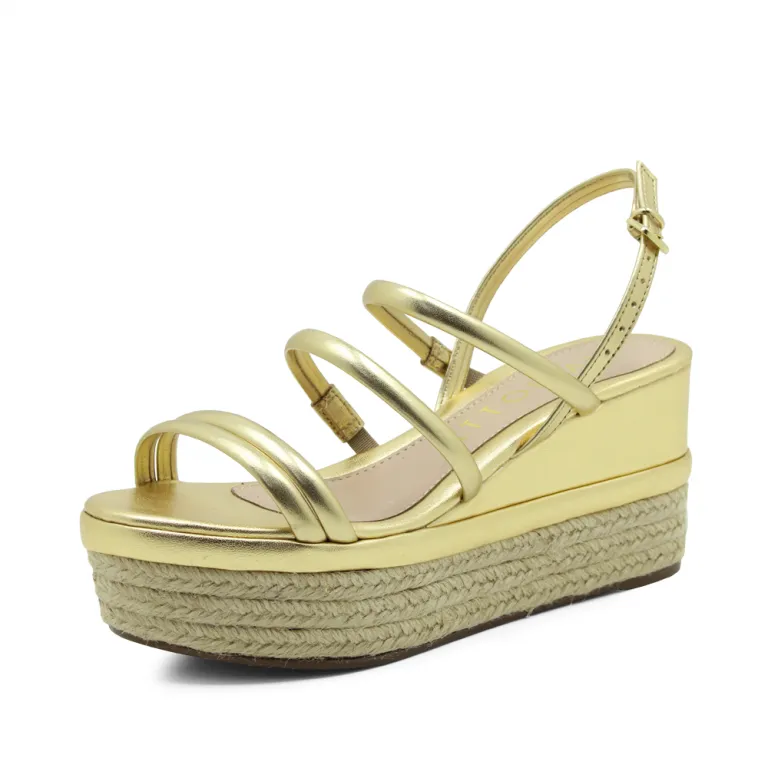 Gold Strappy Platform Wedge