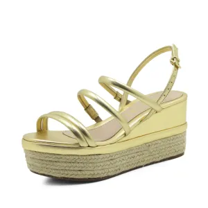 Gold Strappy Platform Wedge