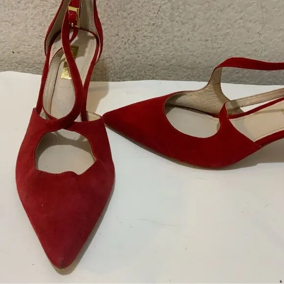 Gorgeous Red Louise et Cie shoes suede low heels size 8