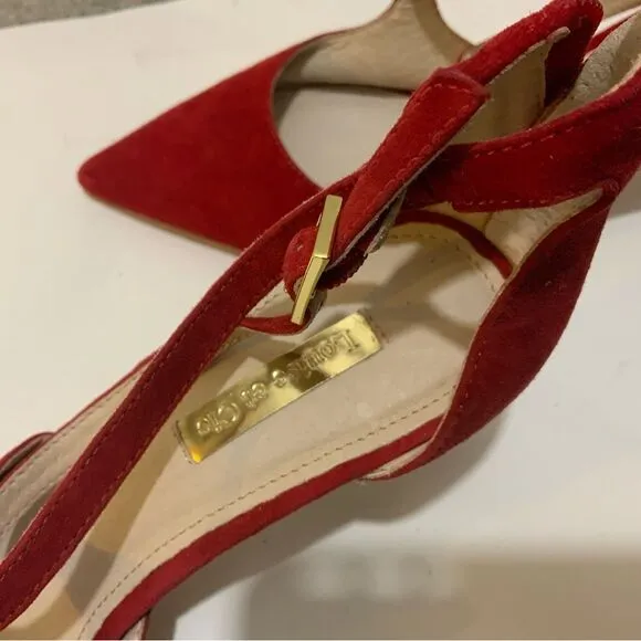 Gorgeous Red Louise et Cie shoes suede low heels size 8