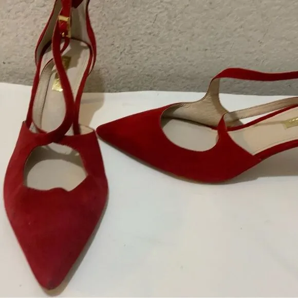 Gorgeous Red Louise et Cie shoes suede low heels size 8