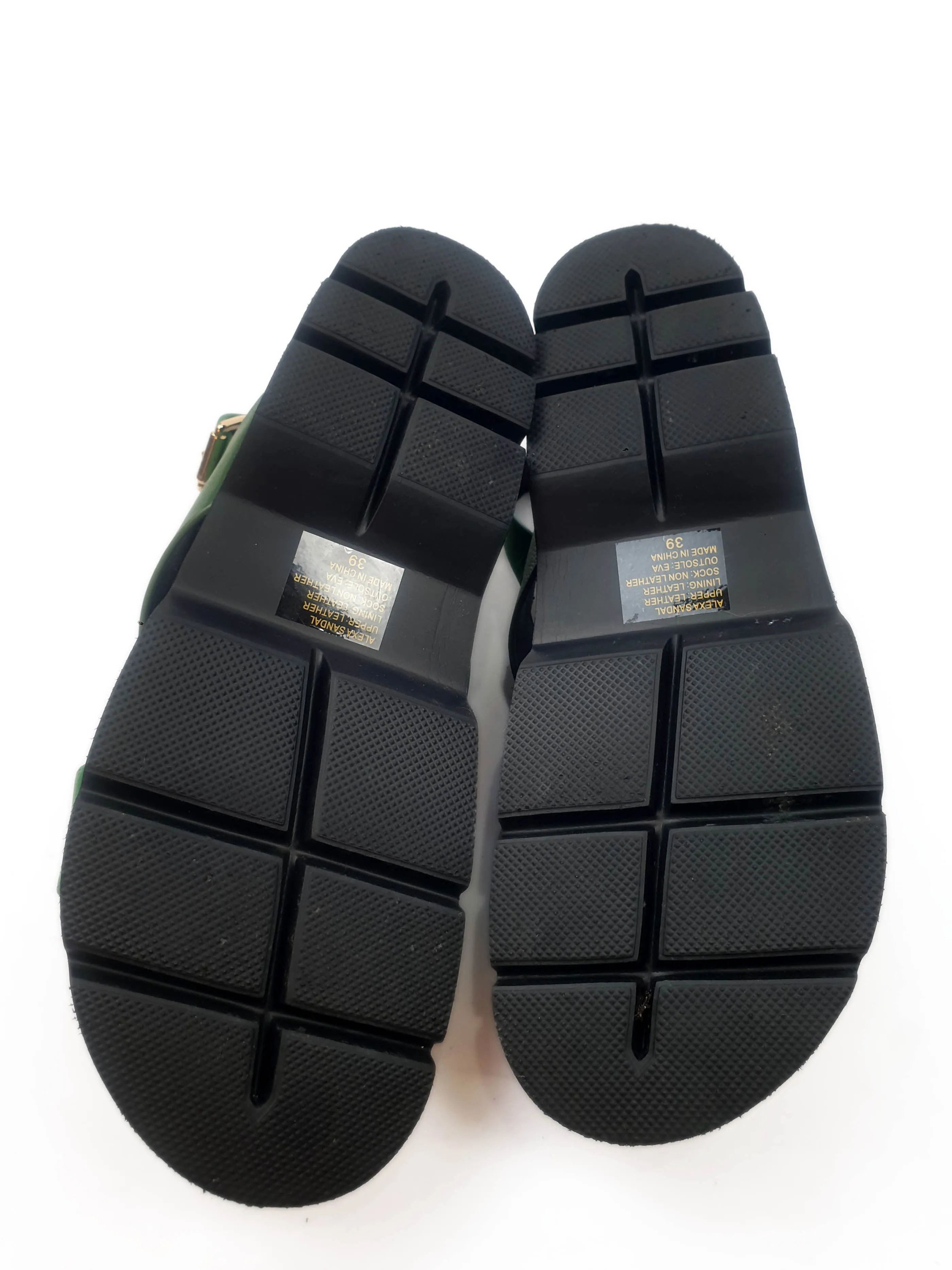 Gorman green leather low platform sandals size 39 (as new with box)