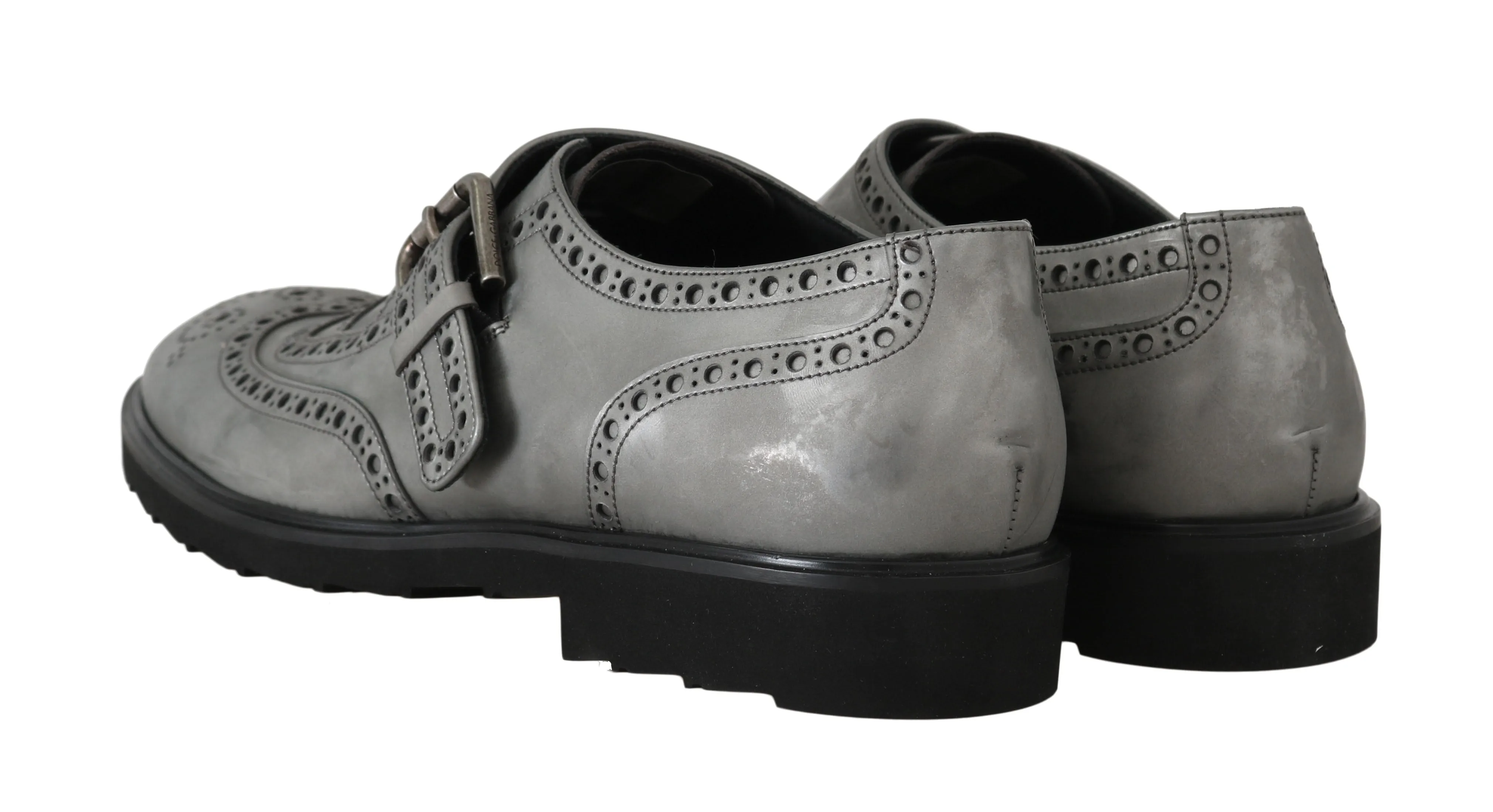 Gray Leather Derby Wingtip Oxford