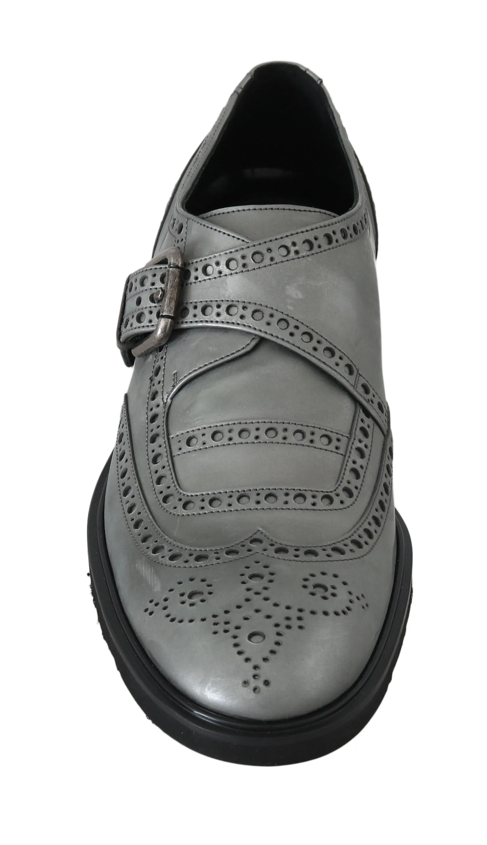 Gray Leather Derby Wingtip Oxford