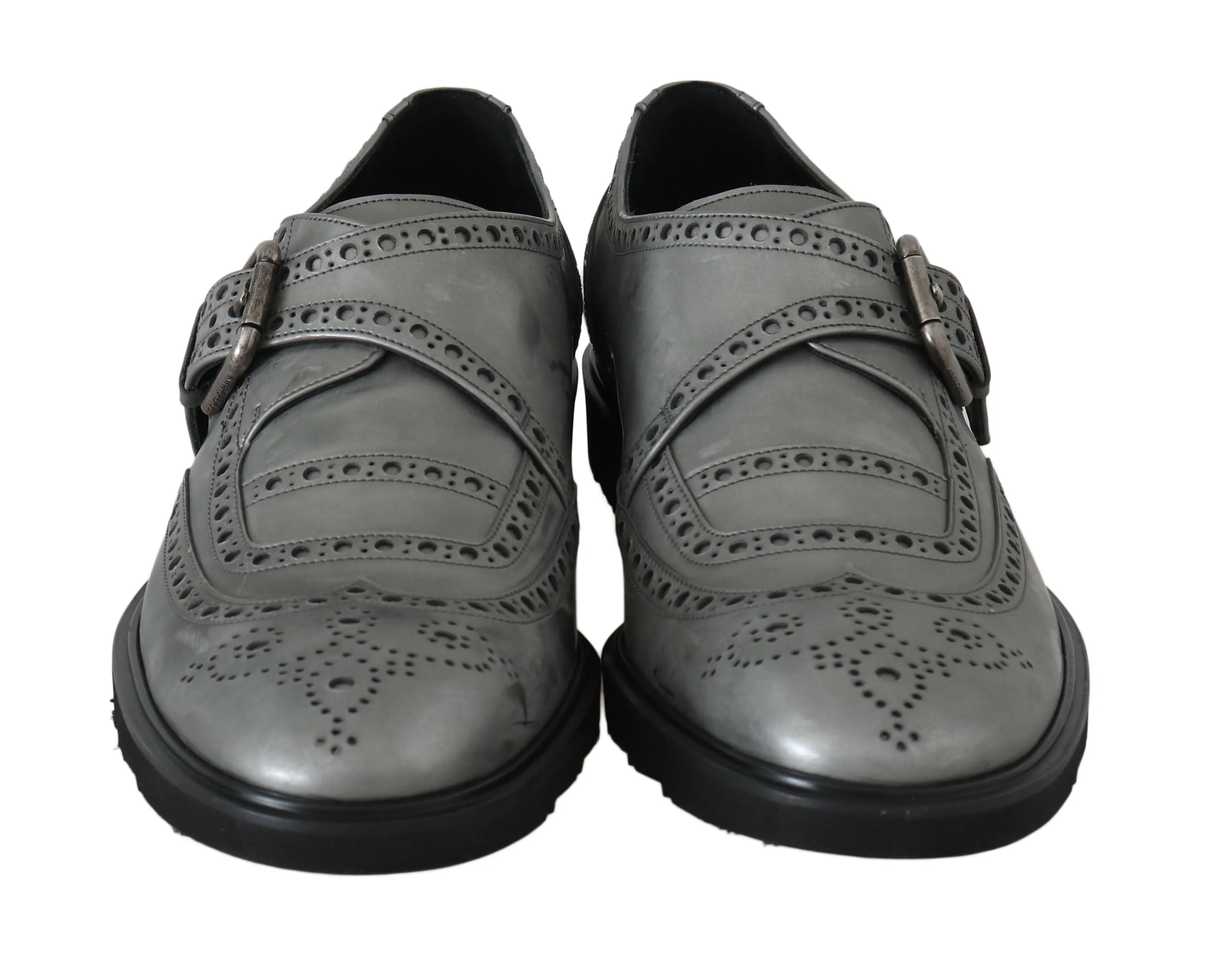 Gray Leather Derby Wingtip Oxford