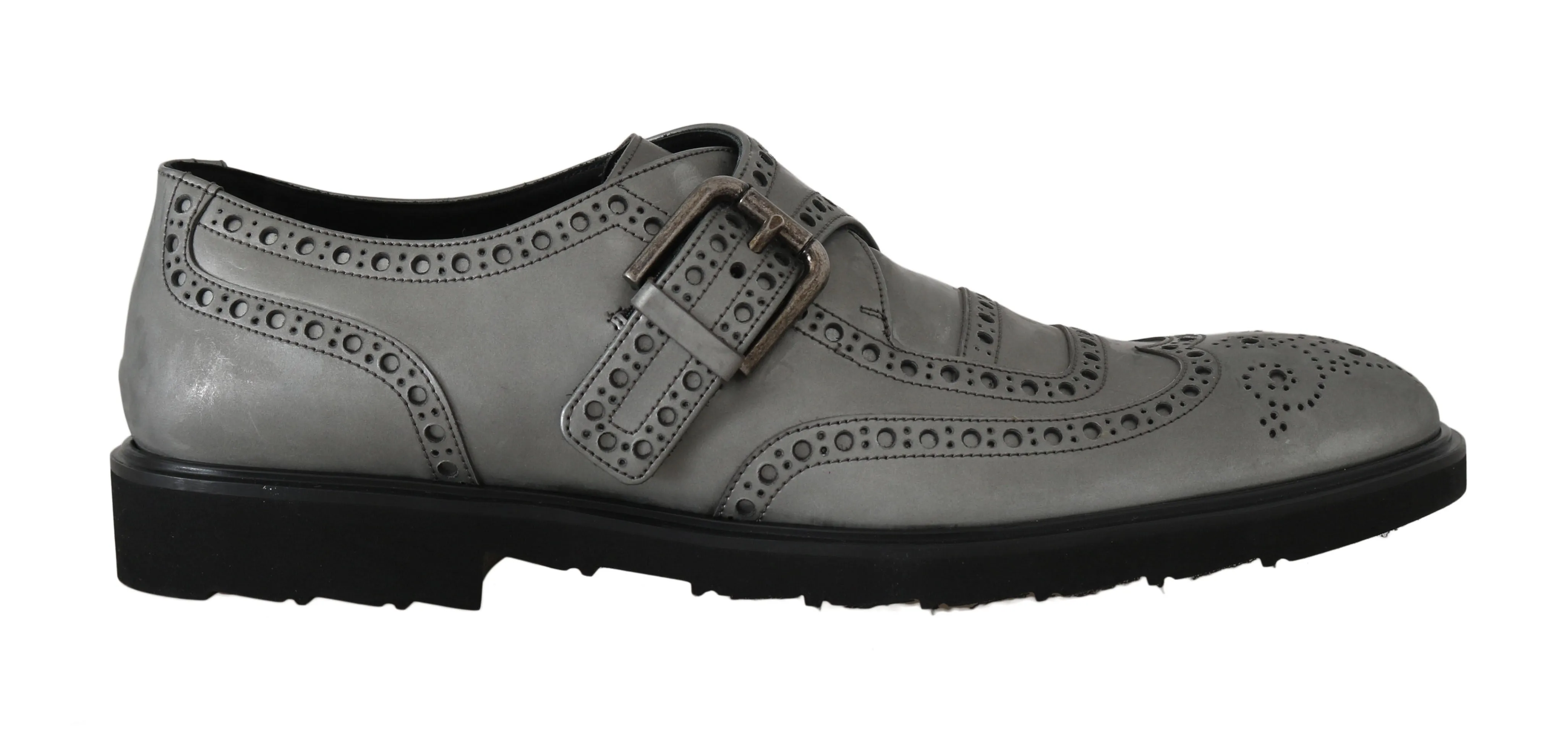 Gray Leather Derby Wingtip Oxford