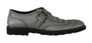 Gray Leather Derby Wingtip Oxford
