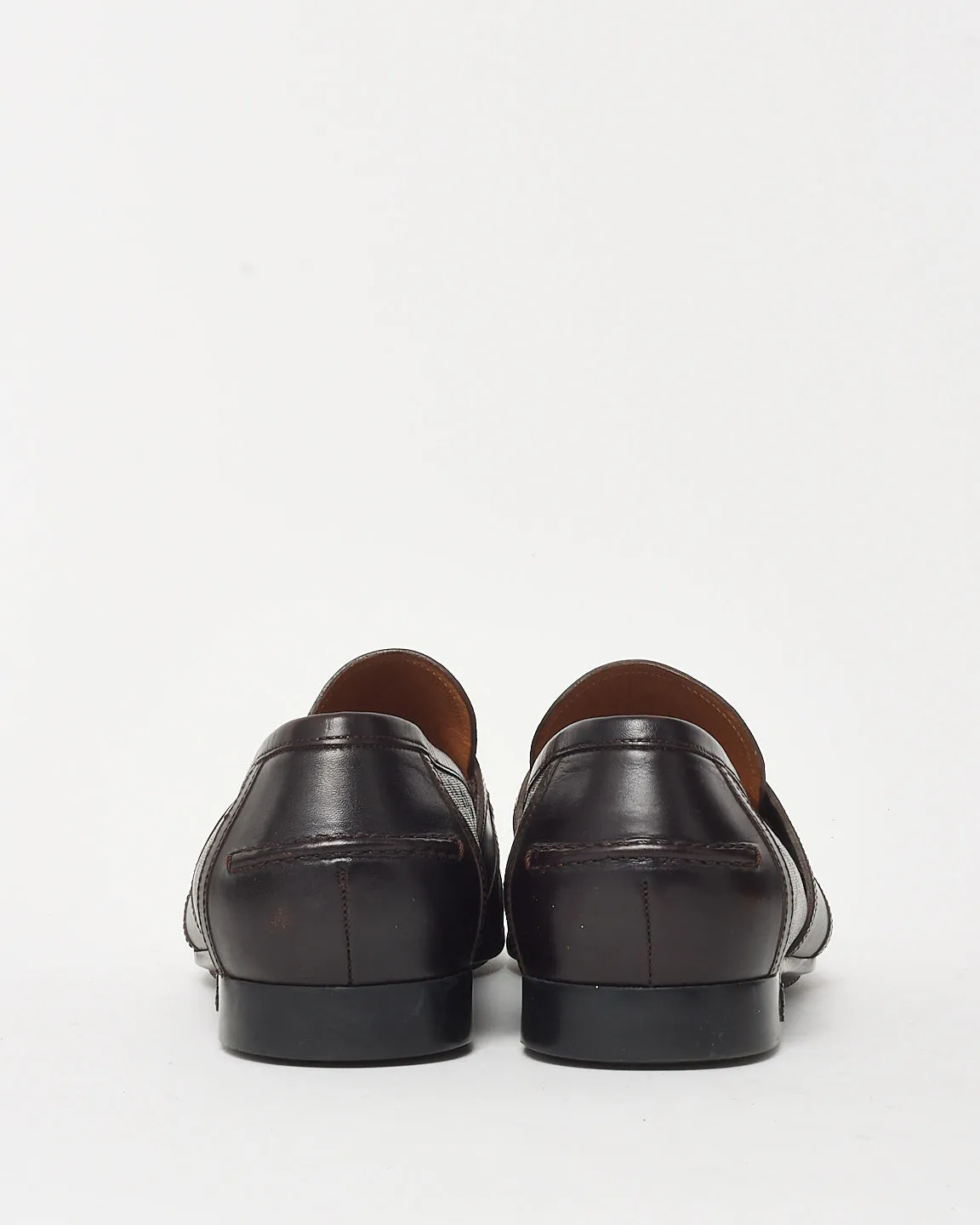 Gucci Brown Diamante Embossed Leather Penny Loafers - 7.5 MEN