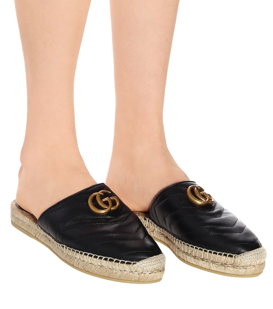 Gucci Leather Espadrille Sandal in Black