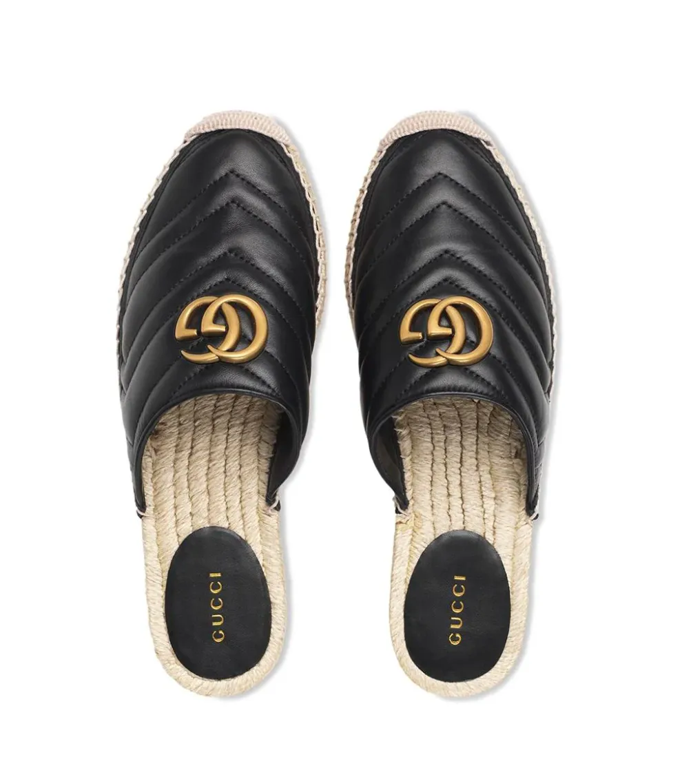Gucci Leather Espadrille Sandal in Black