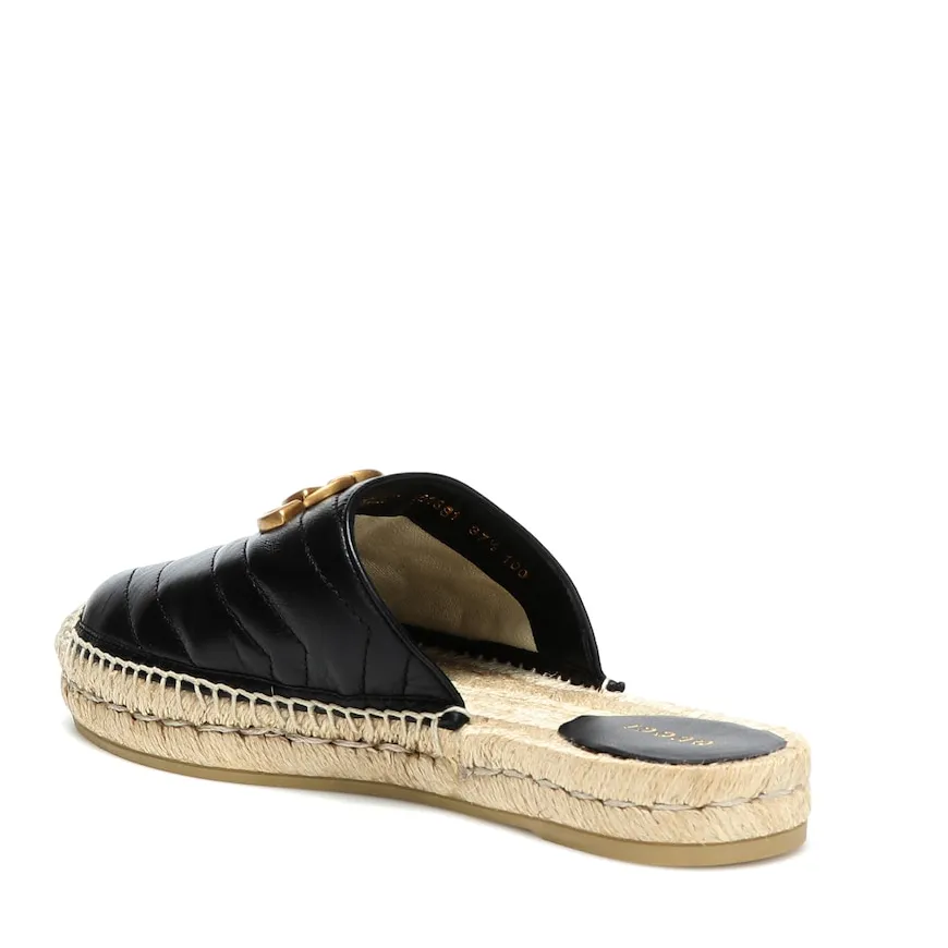 Gucci Leather Espadrille Sandal in Black