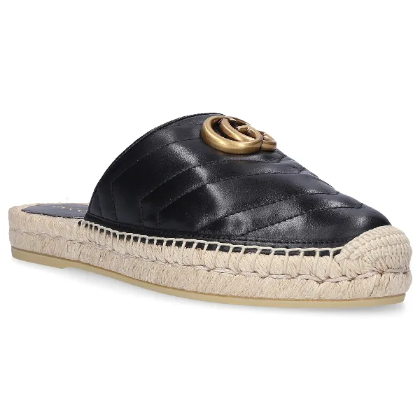 Gucci Leather Espadrille Sandal in Black
