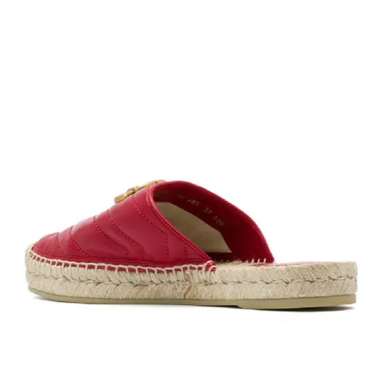 Gucci Leather Espadrille Sandal in Hibiscus Red