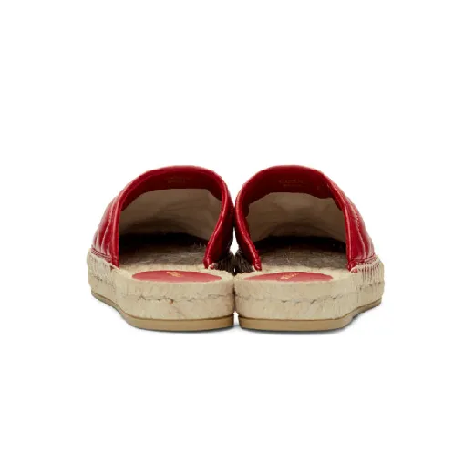 Gucci Leather Espadrille Sandal in Hibiscus Red