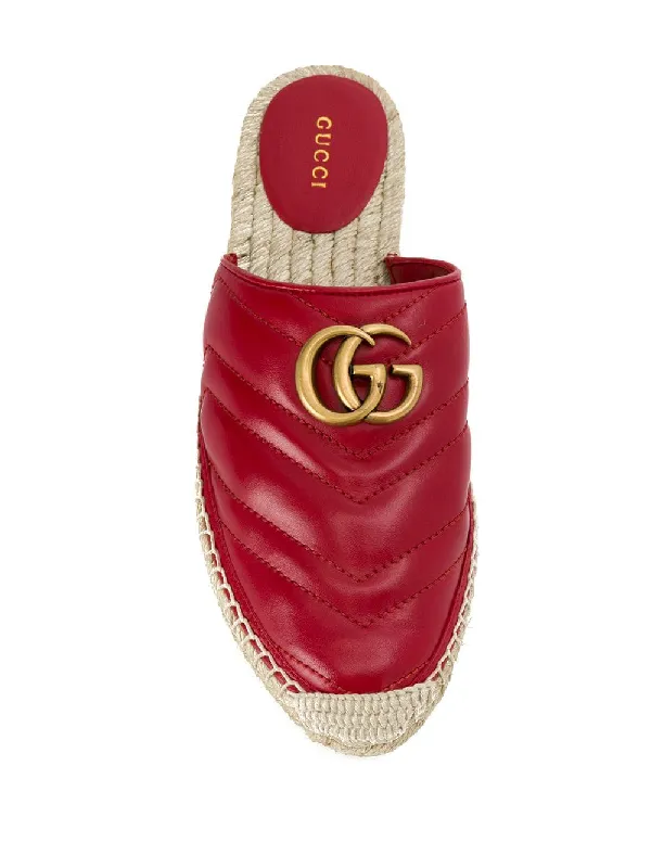 Gucci Leather Espadrille Sandal in Hibiscus Red