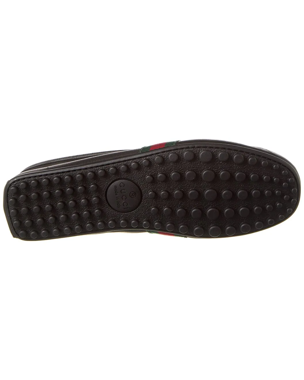 Gucci Men's Black Web Driver Leather Loafers