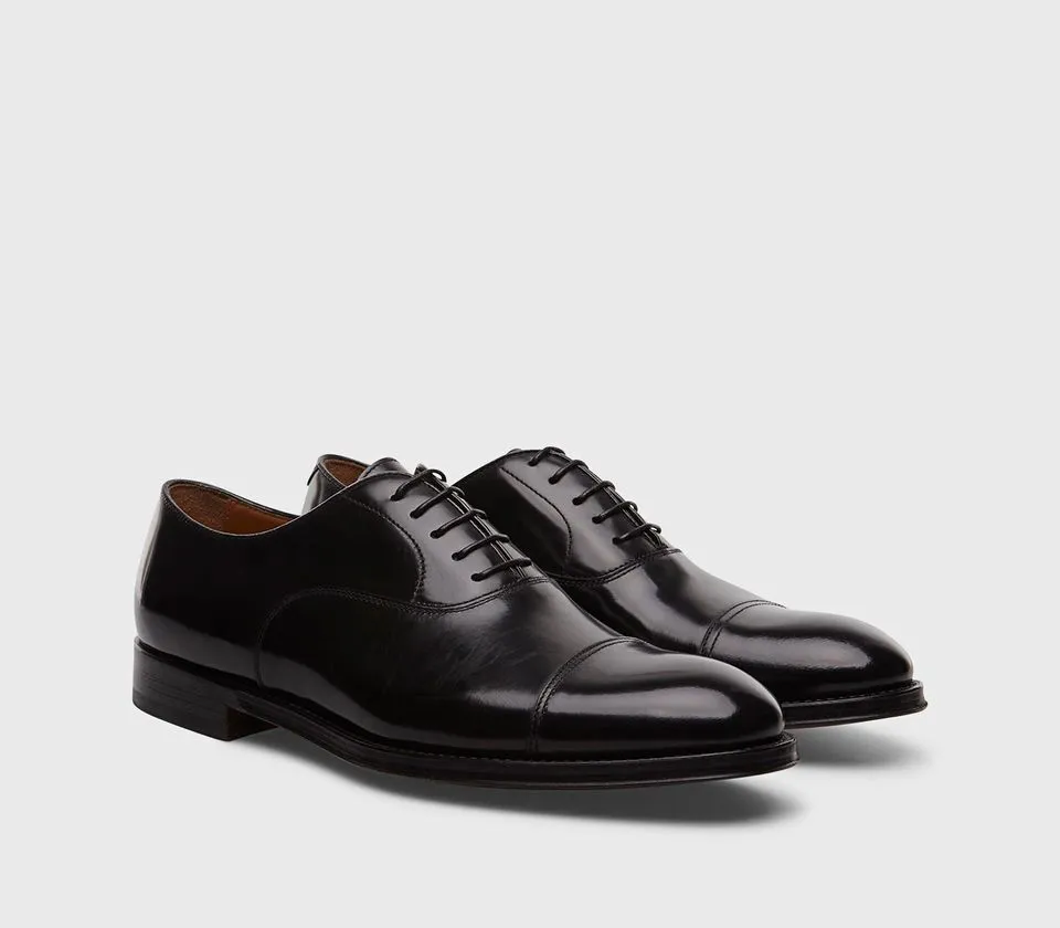 Handmade Black Leather Oxfords Dress Shoes for Men