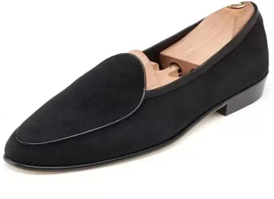 Handmade Black Suede Moccasins for Men