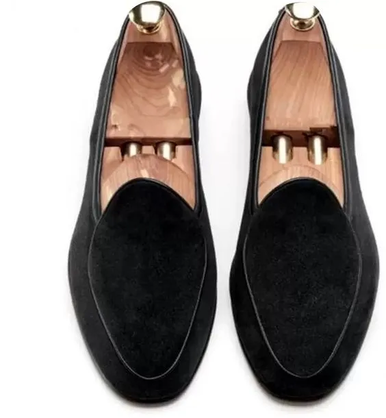 Handmade Black Suede Moccasins for Men