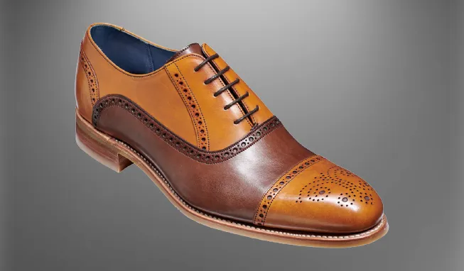 Handmade Brown and Tan Leather Brogue Dress Shoes