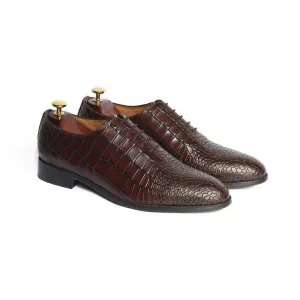 Handmade Brown Crocodile Leather Oxford Shoes for Men