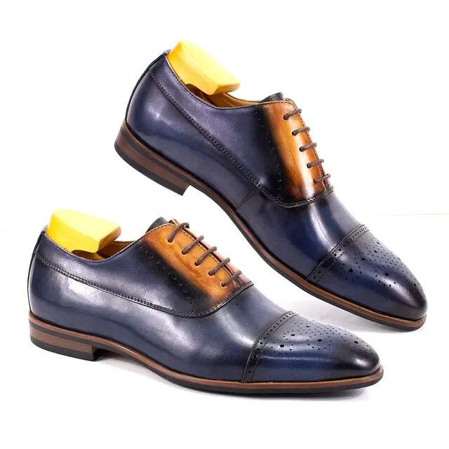 Handmade Classic Wingtip Oxfords Brogue Shoes